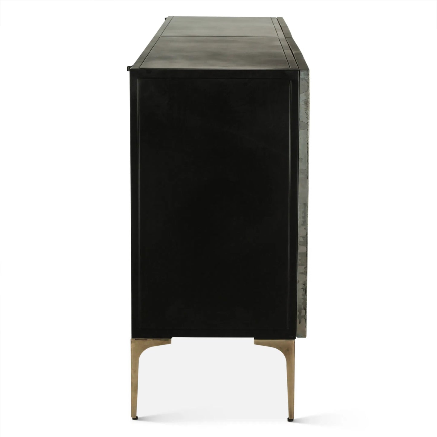 003 SI-2243001 | Additional Silo | Odessa 83" Four Door Buffet by World Interiors in brass and patina. Made from iron in a modern style.