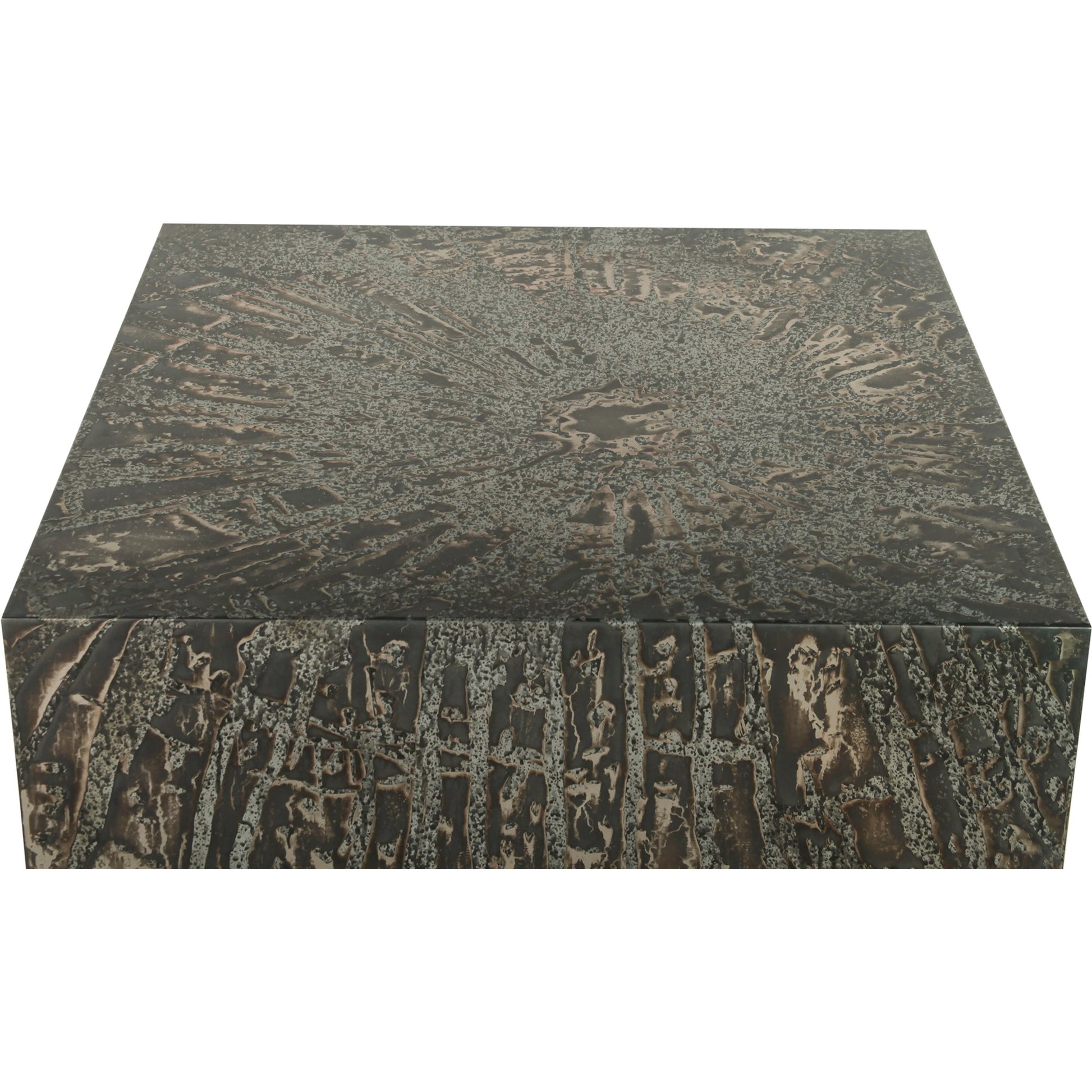 Odessa 35" Coffee Table by World Interiors in brass and patina. Made from iron in a modern style.