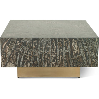 Odessa 35" Coffee Table by World Interiors in brass and patina. Made from iron in a modern style.