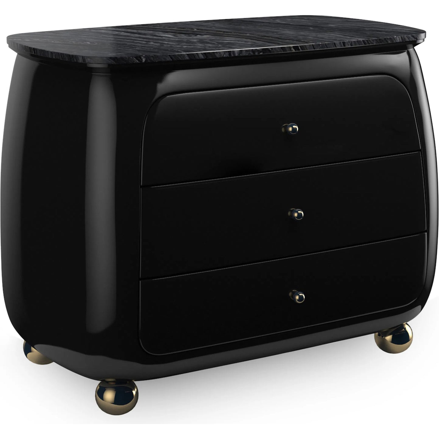 002 SI-2250464 | Additional Silo | Cabochon Nightstand by Caracole in piano black. Made from resin in a modern style.