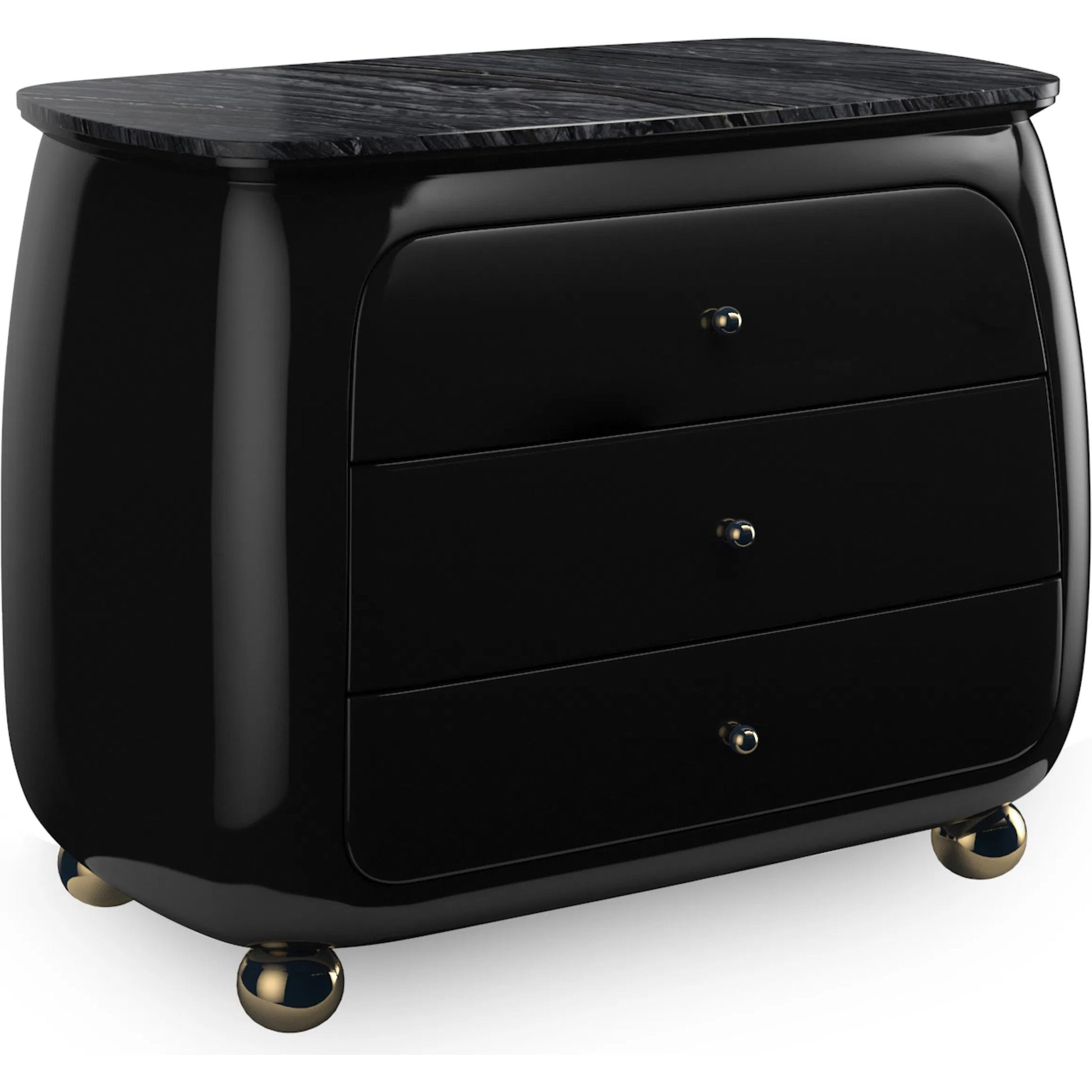 Cabochon Nightstand by Caracole in piano black. Made from resin in a modern style.