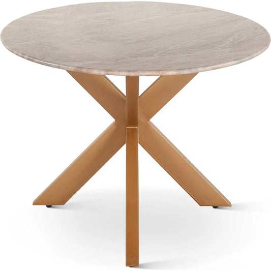 Pasadena 90" Oval Dining Table by World Interiors in white and antique gold. Made from marble reclaimed iron in a unique style.