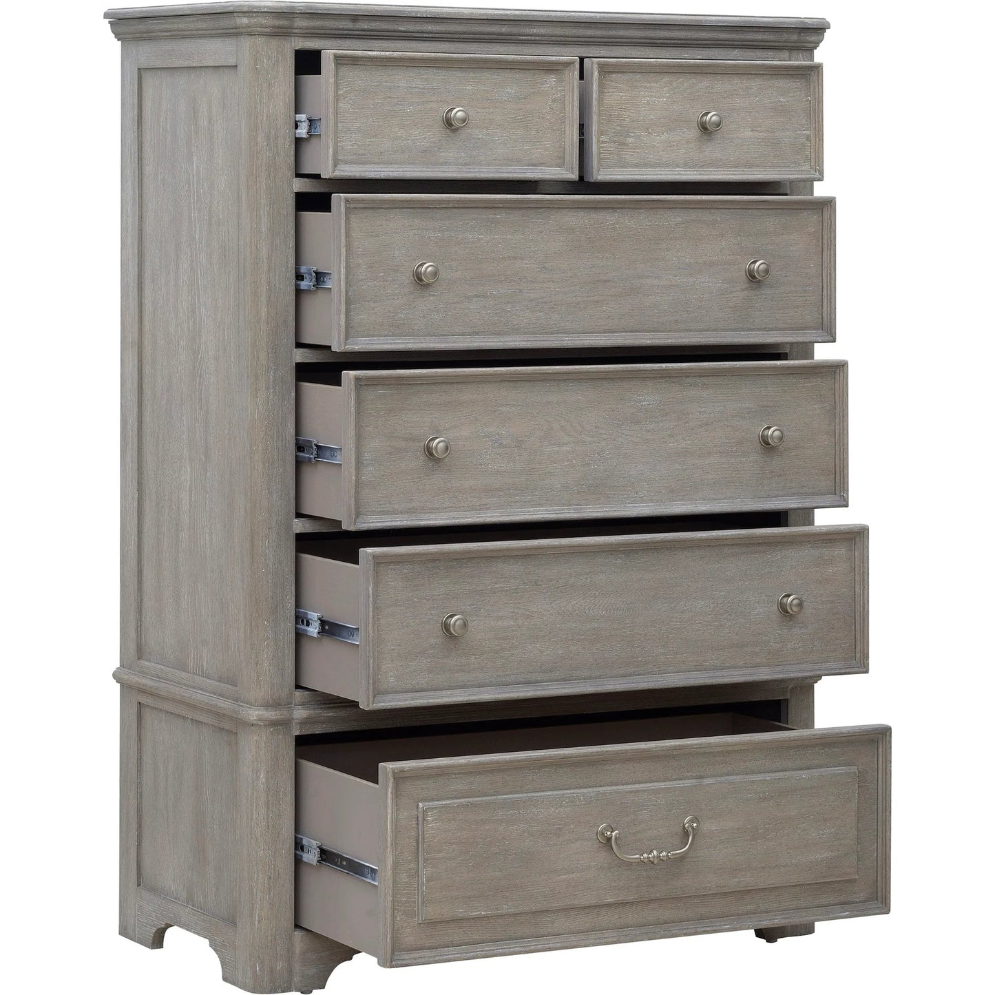003 SI-2332652 | Additional Silo | Abbotts Glen 6 Drawer Chest by Pulaski Furniture in windmill grey. Made from split heart cathedral oak in a transitional style.