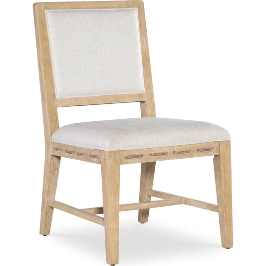 Retreat Cane Back Side Chair (Set of 2) by Hooker Furniture in wiley snow and dune. Made from wood, cane, performance fabric 70% polyester, 25% viscose, 5% linen in a modern style.