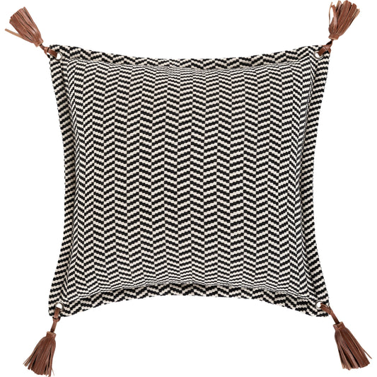 Fiona II Pillow - 14763 by Surya in black, medium brown. Made from 95% cotton, 5% leather, 100% cotton in a eclectic & global style.