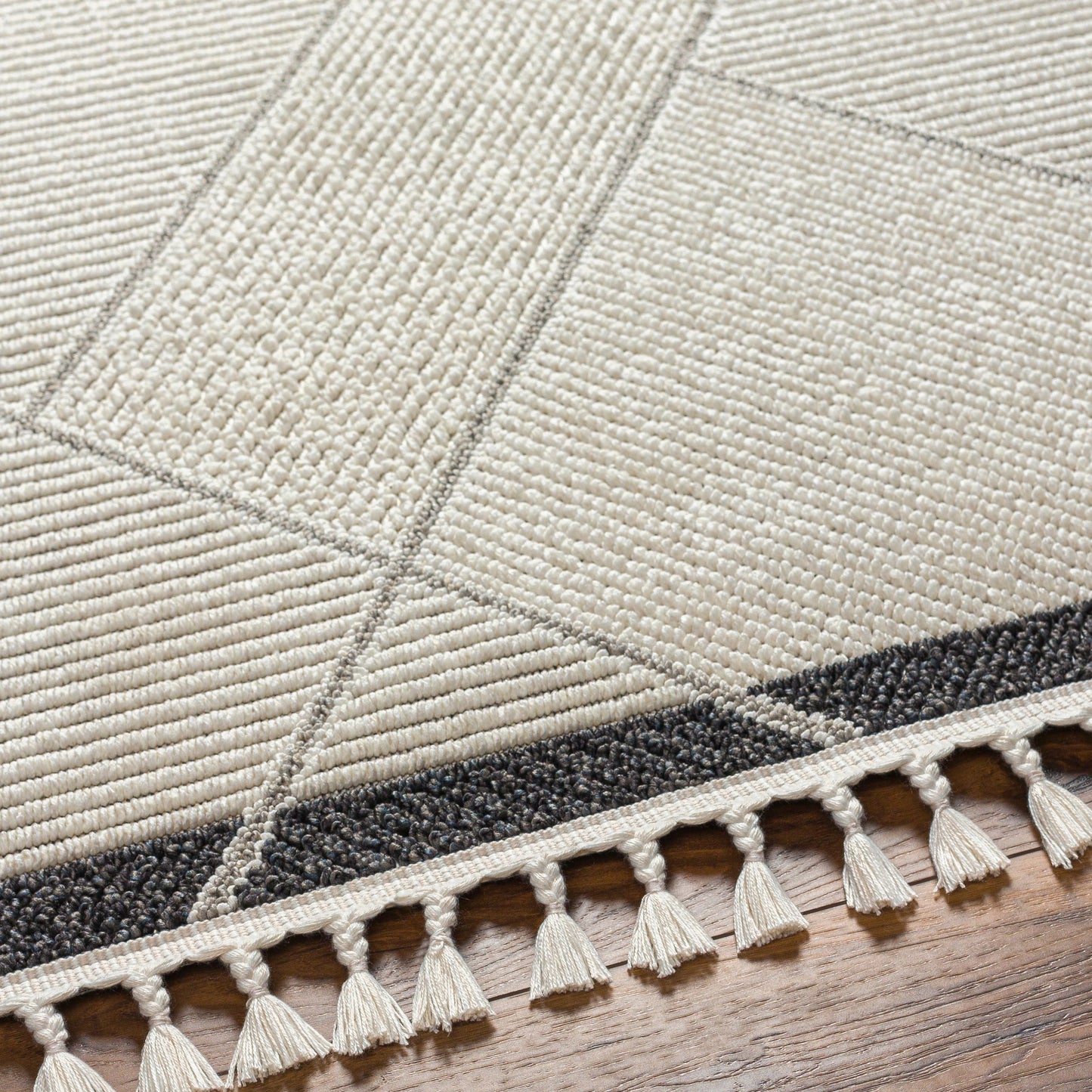 005 SI-1923006,SI-1923007,SI-1923008,SI-1923009,SI-1923010,SI-1923011 | Closeup | Finland Rug - 32663 by Livabliss in cream, black. Made from main: 100% polyester in a unique style.