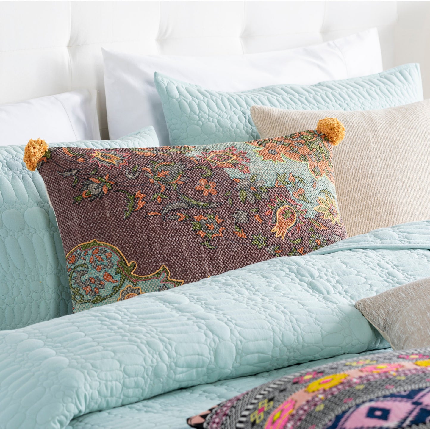 003 SI-1882055,SI-1882056 | Lifestyle | Francesca Pillow - 24931 by Surya in cream, orange. Made from 100% cotton in a eclectic & global style.