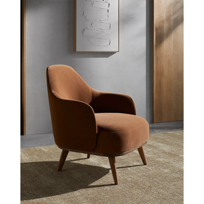 Fantino Armchair - 539462 by Surya in upholstery: dark green, base: camel and wood finish. Made from polyester, beechwood, polyurethane foam in a modern style.