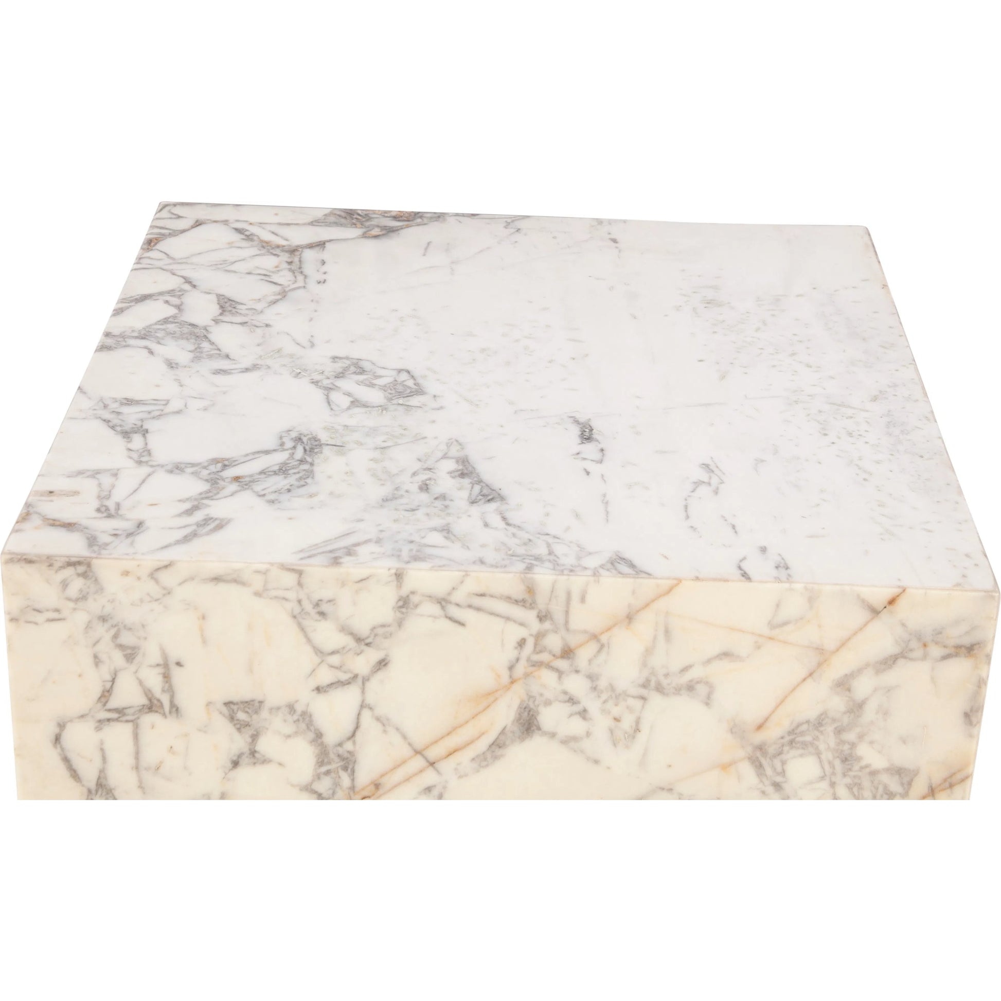 Giza 32" Drum Coffee Table by World Interiors in white and alabaster marble. Made from marble mdf reclaimed iron in a unique style.