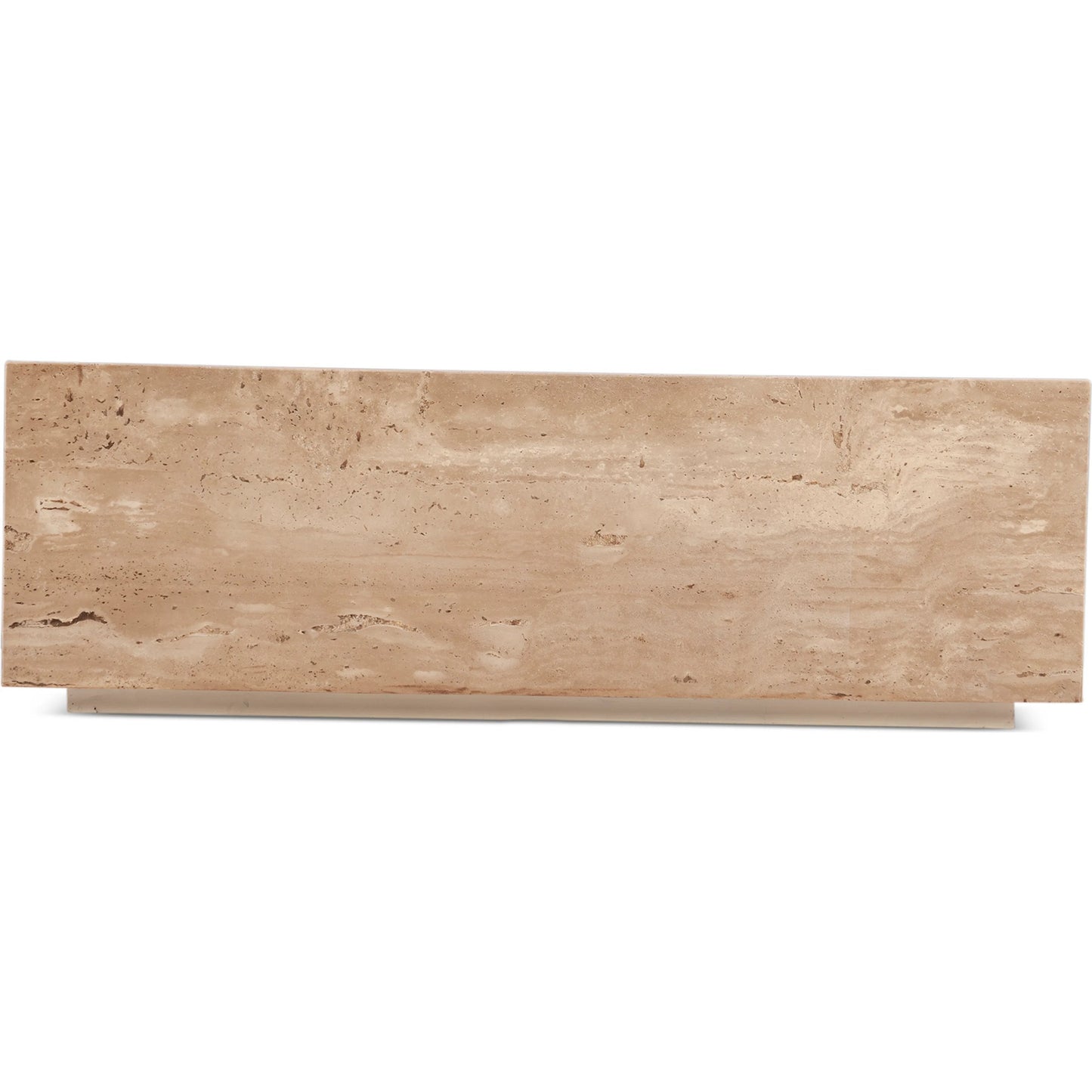 004 SI-2242859 | Additional Silo | Giza 50" Drum Coffee Table by World Interiors in tan and travertine. Made from reclaimed iron travertine stone in a unique style.