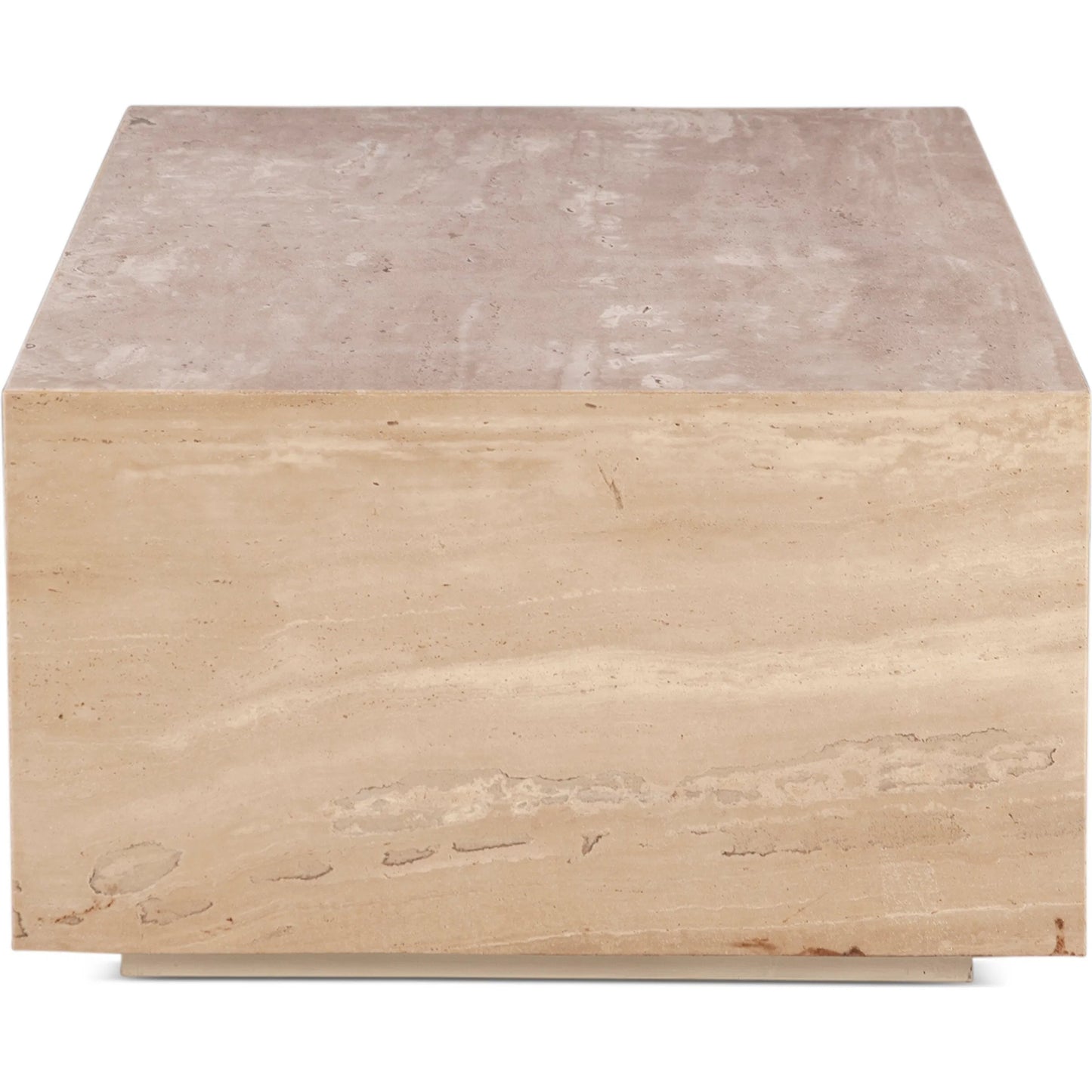 003 SI-2242859 | Additional Silo | Giza 50" Drum Coffee Table by World Interiors in tan and travertine. Made from reclaimed iron travertine stone in a unique style.