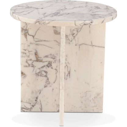 Giza 20" Side Table by World Interiors in white and alabaster marble. Made from alabaster marble in a unique style.