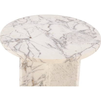 Giza 20" Side Table by World Interiors in white and alabaster marble. Made from alabaster marble in a unique style.
