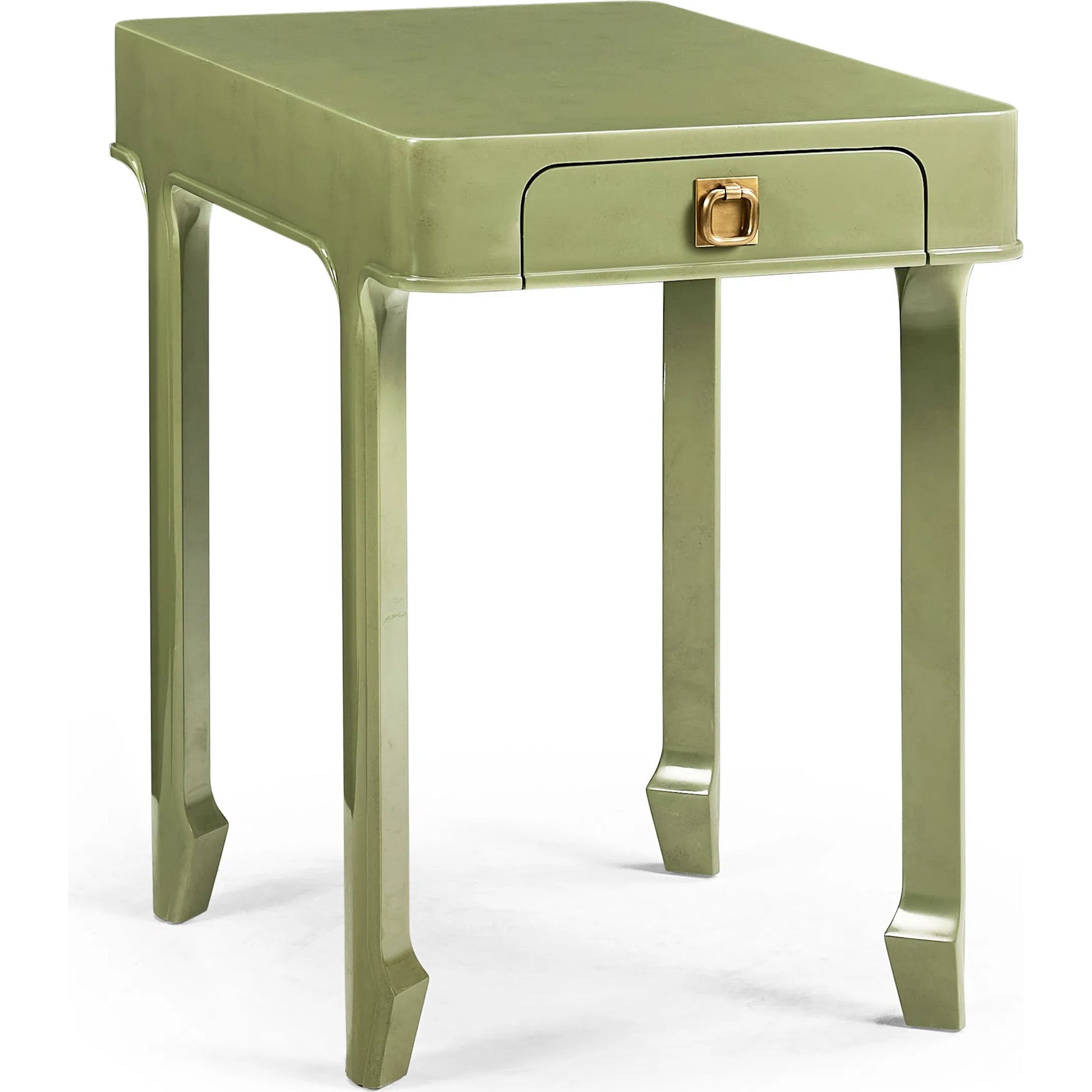 Polly Avo Rectangular End Table by Jonathan Charles in dor green lacquer. Made from beech in a eclectic & global style.