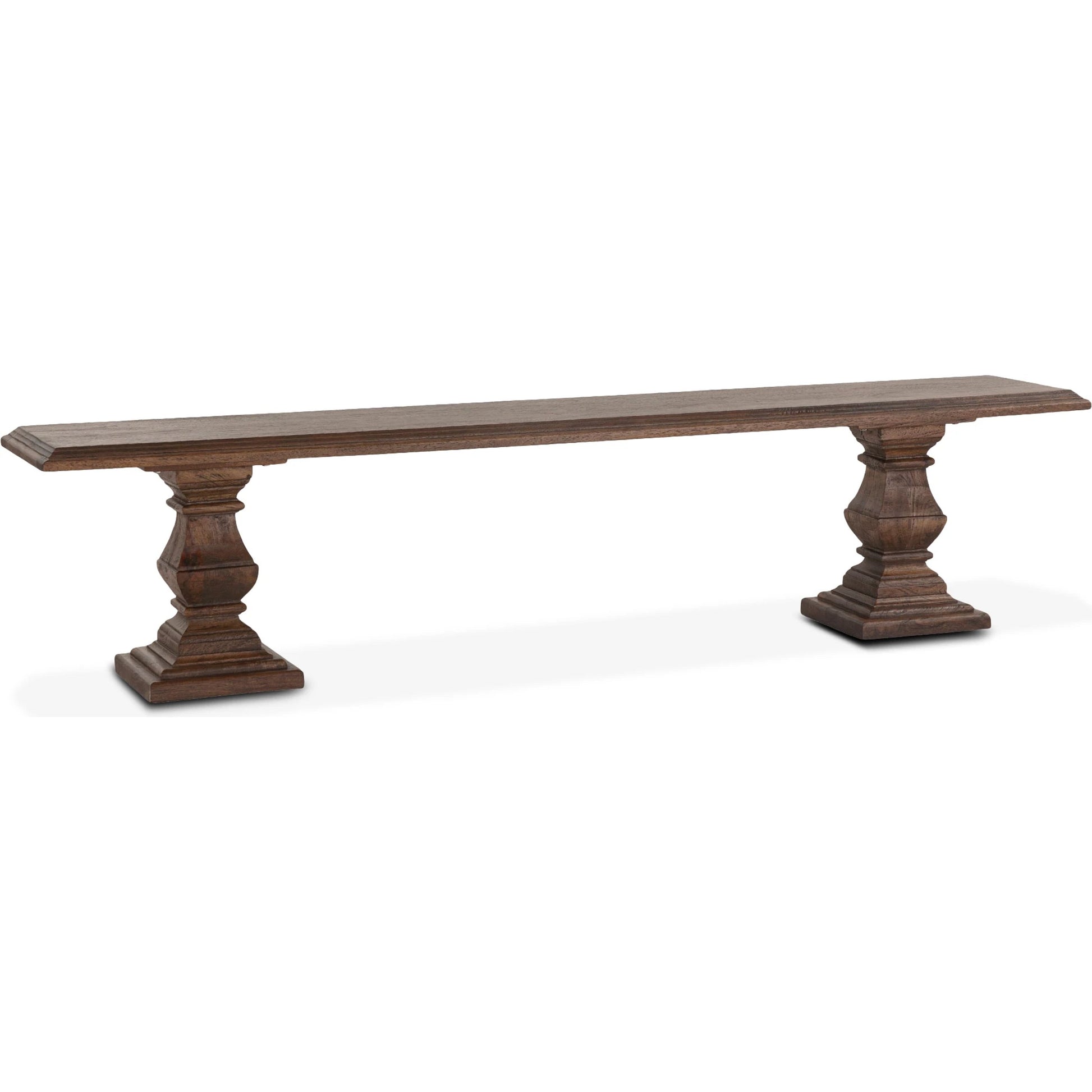 Toulon Bench by World Interiors in weathered mango. Made from mango wood in a traditional style.