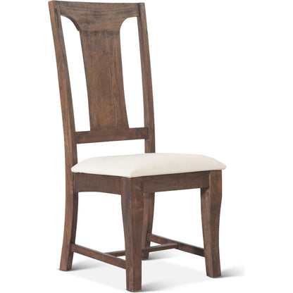 Toulon Upholstered Dining Chair by World Interiors in weathered mango. Made from mango wood in a modern style.