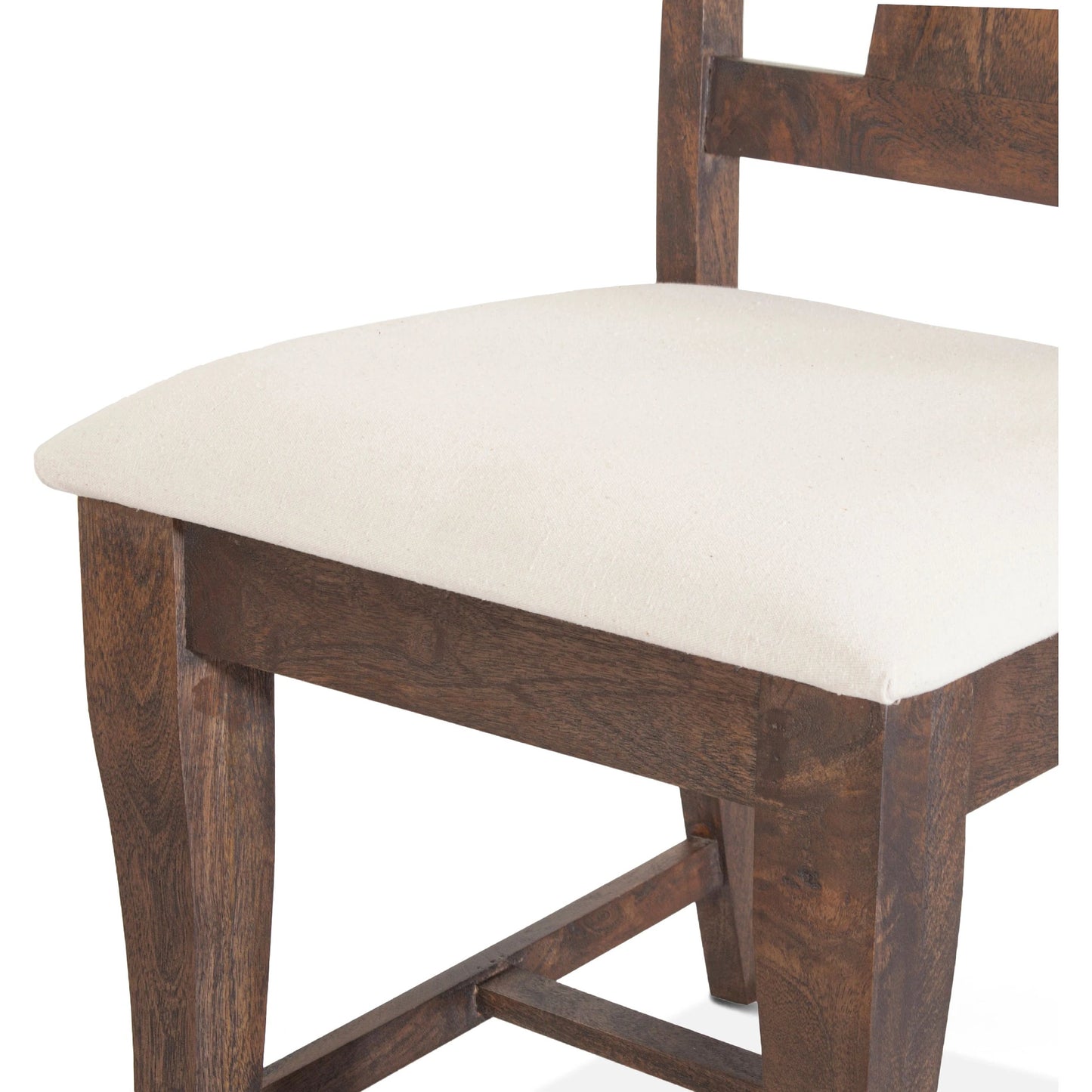 004 SI-2065608 | Closeup | Toulon Upholstered Dining Chair by World Interiors in weathered mango. Made from mango wood in a modern style.