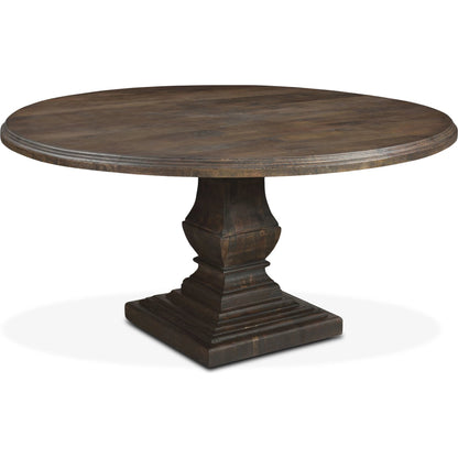 Toulon 60" Round Dining Table by World Interiors in weathered mango. Made from mango wood in a traditional style.