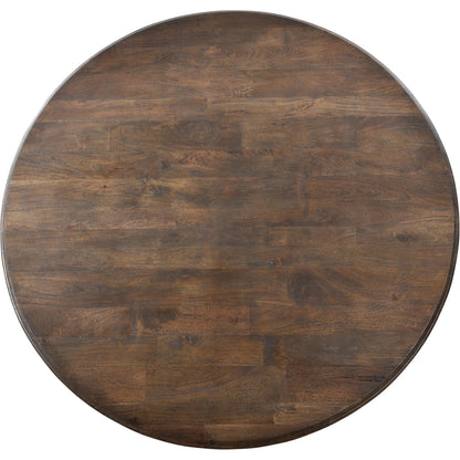 Toulon 72" Round Dining Table by World Interiors in vintage brown. Made from mango wood in a traditional style.