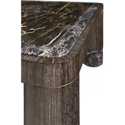 Monarch Square Cocktail Table by Jonathan Charles in chocolate apricot oak. Made from main oak veneer in a unique style.