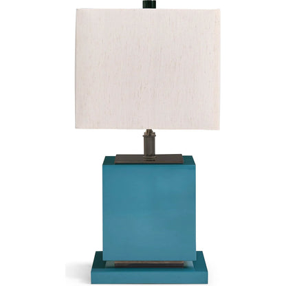 Sapphire Cube Table Lamp by Jonathan Charles in azure blue straw. Made from main straw in a unique style.
