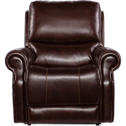 Eisley Power Recliner by Hooker Furniture in sorrento night seas. Made from leather in a traditional style.