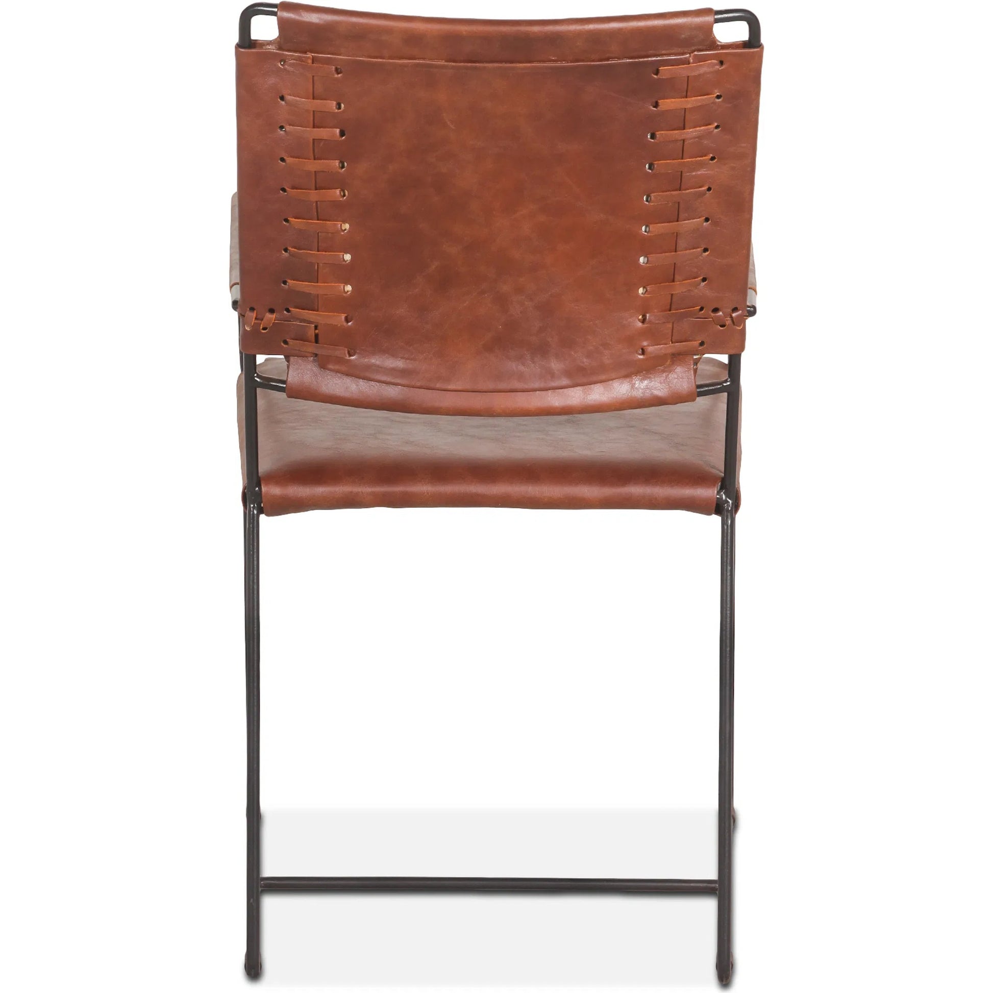 Melbourne Industrial Modern Leather Arm Chair. by World Interiors in brown and powder coated black. Made from reclaimed iron top, top grain leather in a traditional style.