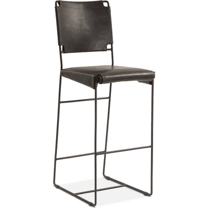 Melbourne 18" Buffalo Leather and Iron Bar Chair by World Interiors. Made from reclaimed iron, leather in a traditional style.