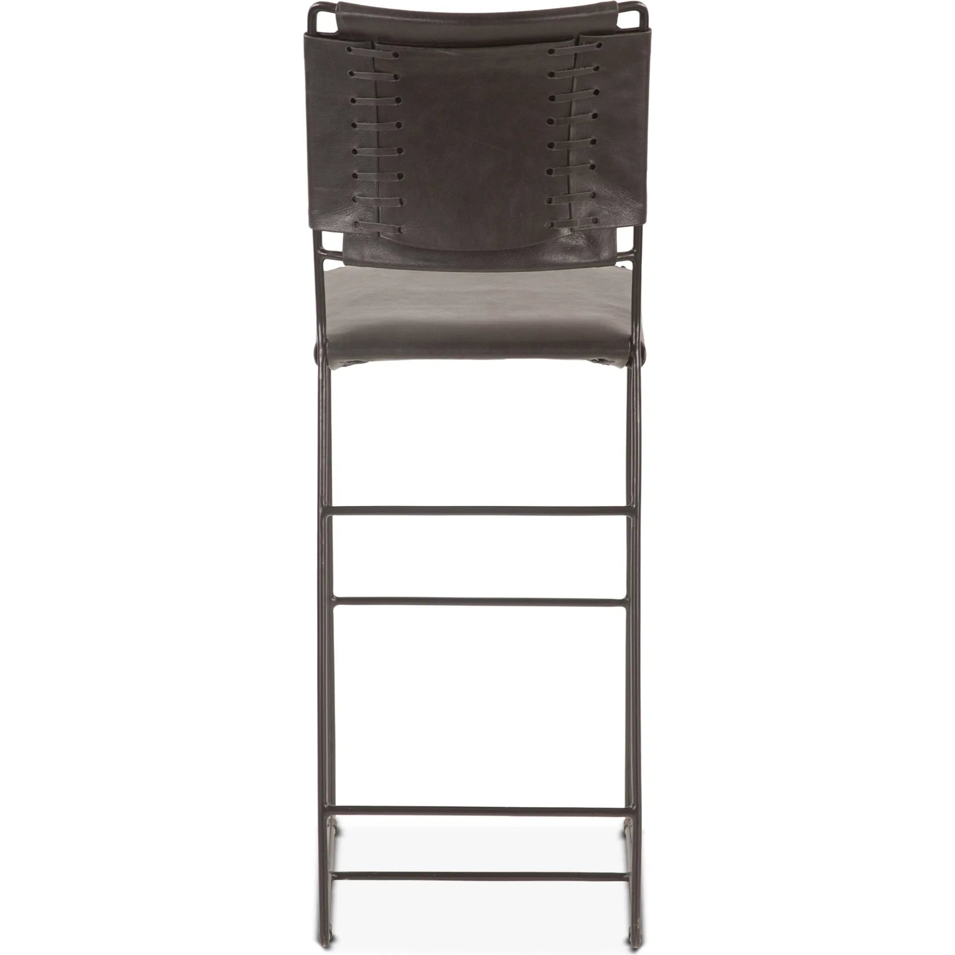 Melbourne 18" Buffalo Leather and Iron Bar Chair by World Interiors. Made from reclaimed iron, leather in a traditional style.