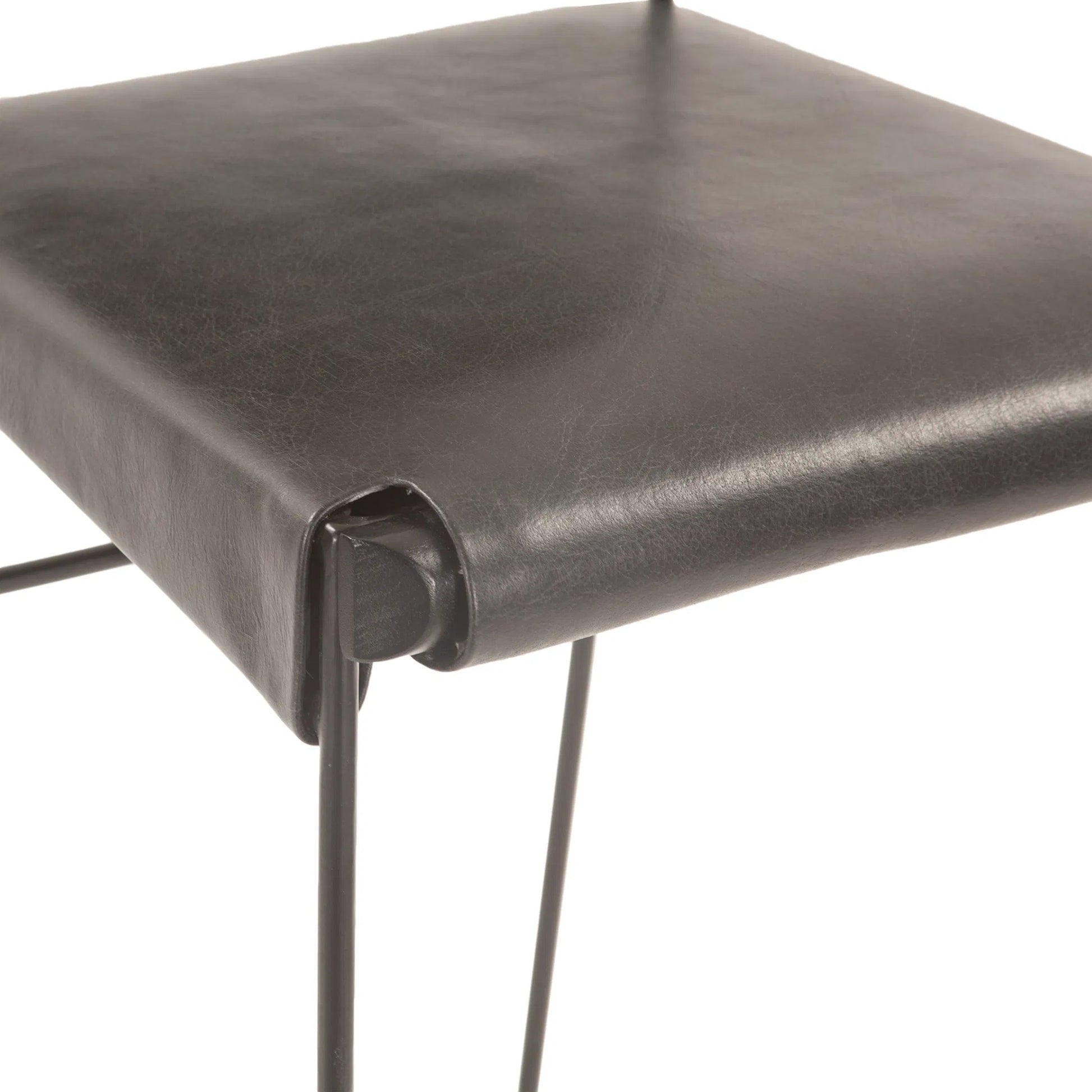 Melbourne 18" Buffalo Leather and Iron Bar Chair by World Interiors. Made from reclaimed iron, leather in a traditional style.