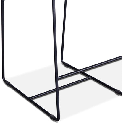 Melbourne Bar + Counter Chair by World Interiors in dark brown and black. Made from reclaimed iron, leather in a modern style.