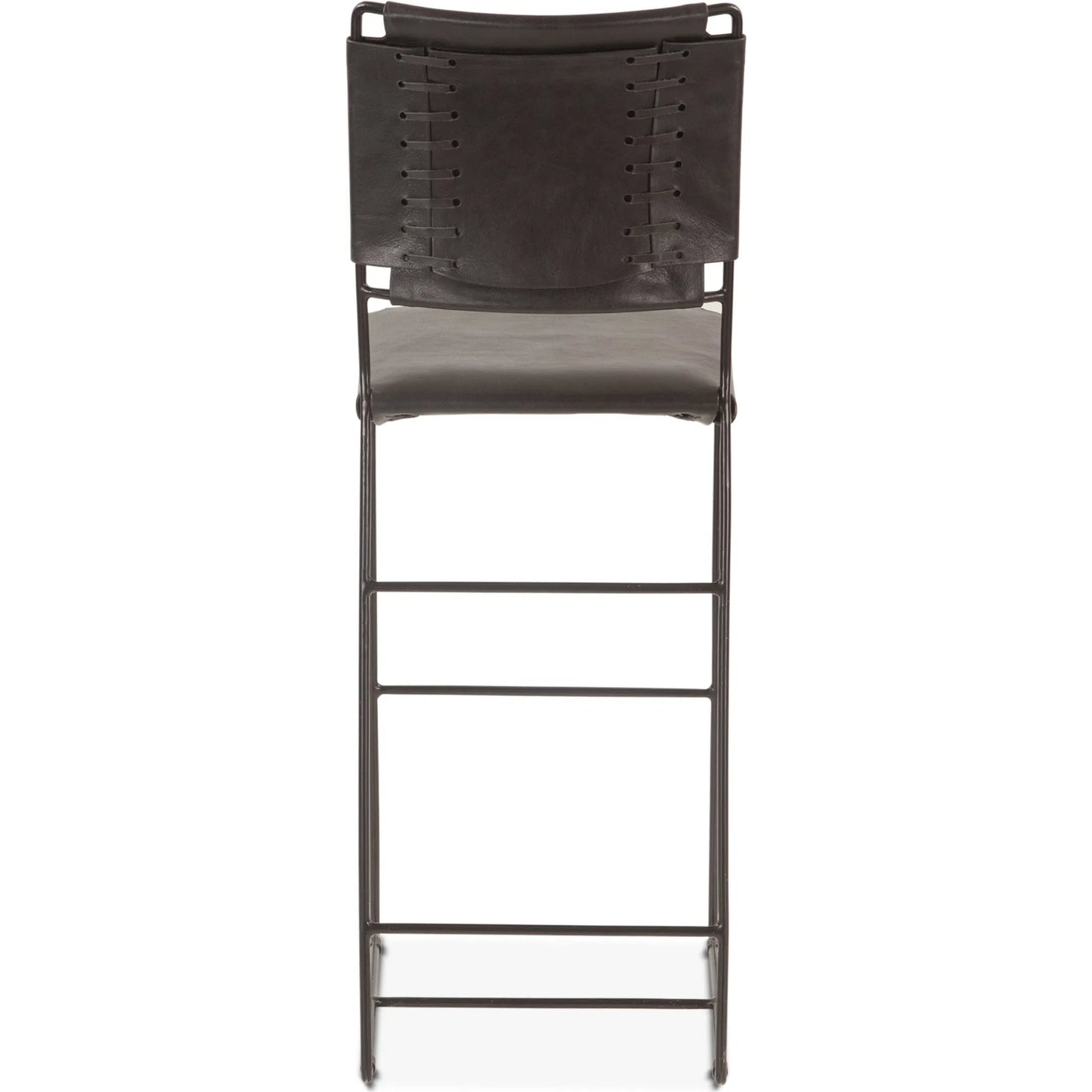 004 SI-2242964 | Additional Silo | Melbourne Buffalo Gray Counter Chair by World Interiors in gray and powder coated black. Made from reclaimed iron top, top grain leather in a traditional style.