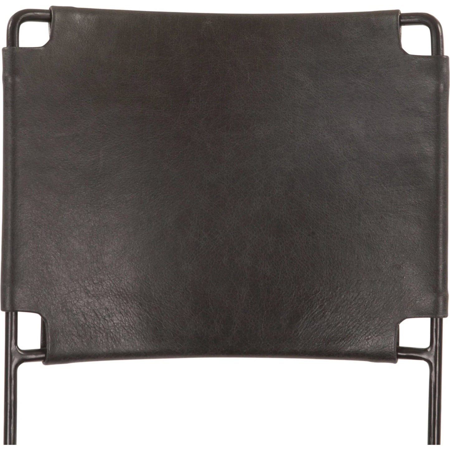 005 SI-2242964 | Closeup | Melbourne Buffalo Gray Counter Chair by World Interiors in gray and powder coated black. Made from reclaimed iron top, top grain leather in a traditional style.