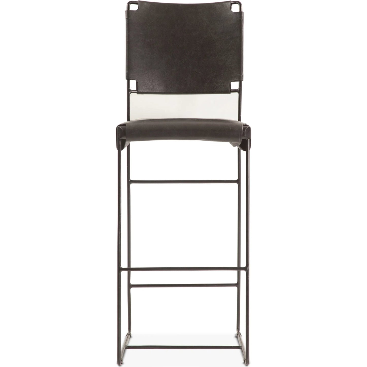 002 SI-2242964 | Additional Silo | Melbourne Buffalo Gray Counter Chair by World Interiors in gray and powder coated black. Made from reclaimed iron top, top grain leather in a traditional style.