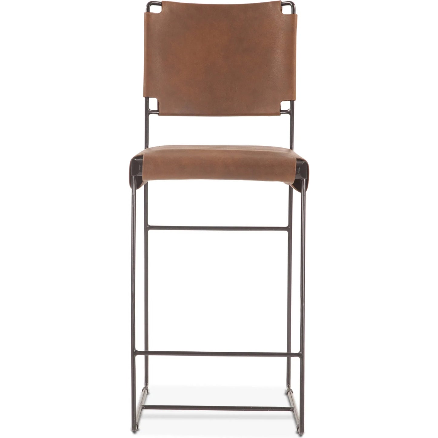 002 SI-2242974 | Additional Silo | Melbourne Buffalo Leather Counter Chair by World Interiors in natural brown. Made from reclaimed iron top, top grain leather in a traditional style.