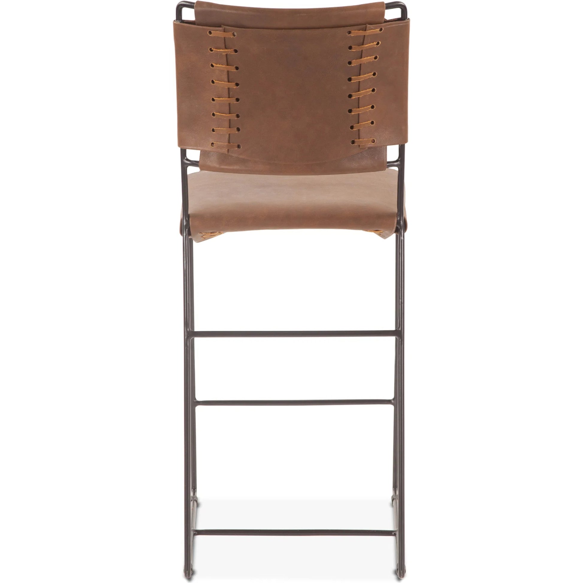 Melbourne Buffalo Leather Counter Chair by World Interiors in natural brown. Made from reclaimed iron top, top grain leather in a traditional style.