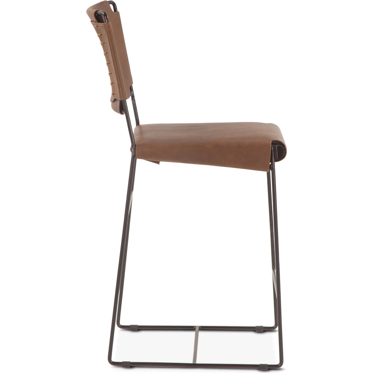 004 SI-2242974 | Additional Silo | Melbourne Buffalo Leather Counter Chair by World Interiors in natural brown. Made from reclaimed iron top, top grain leather in a traditional style.