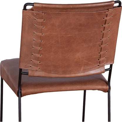 Melbourne 18" Buffalo Leather and Iron Bar Chair by World Interiors. Made from reclaimed iron, leather in a traditional style.