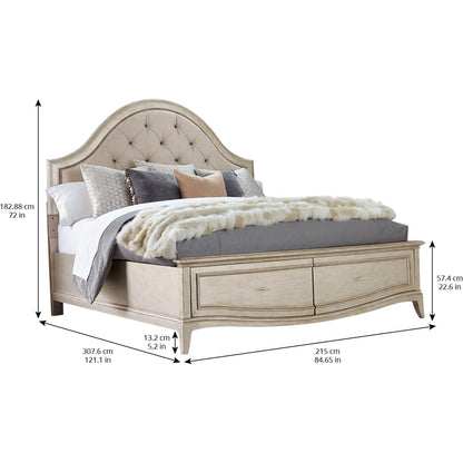 Starlite Upholstered Panel Bed with Storage by A.R.T. Furniture in silver and peri. Made from parawood solids, primavera veneer, tufted upholstery in a cottage & farmhouse style.