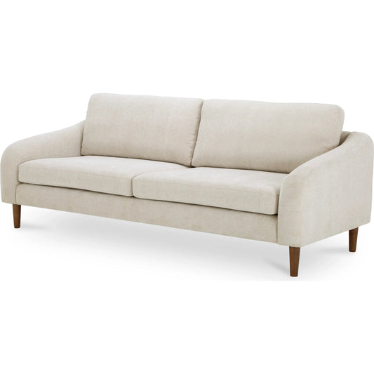 Quinn Sofa by Moe's Home Collection. Made from upholstery: recycled 100% polyester, frame: mdf, plywood, pine, foam, fiber seat, rubberwood legs in a unique style.
