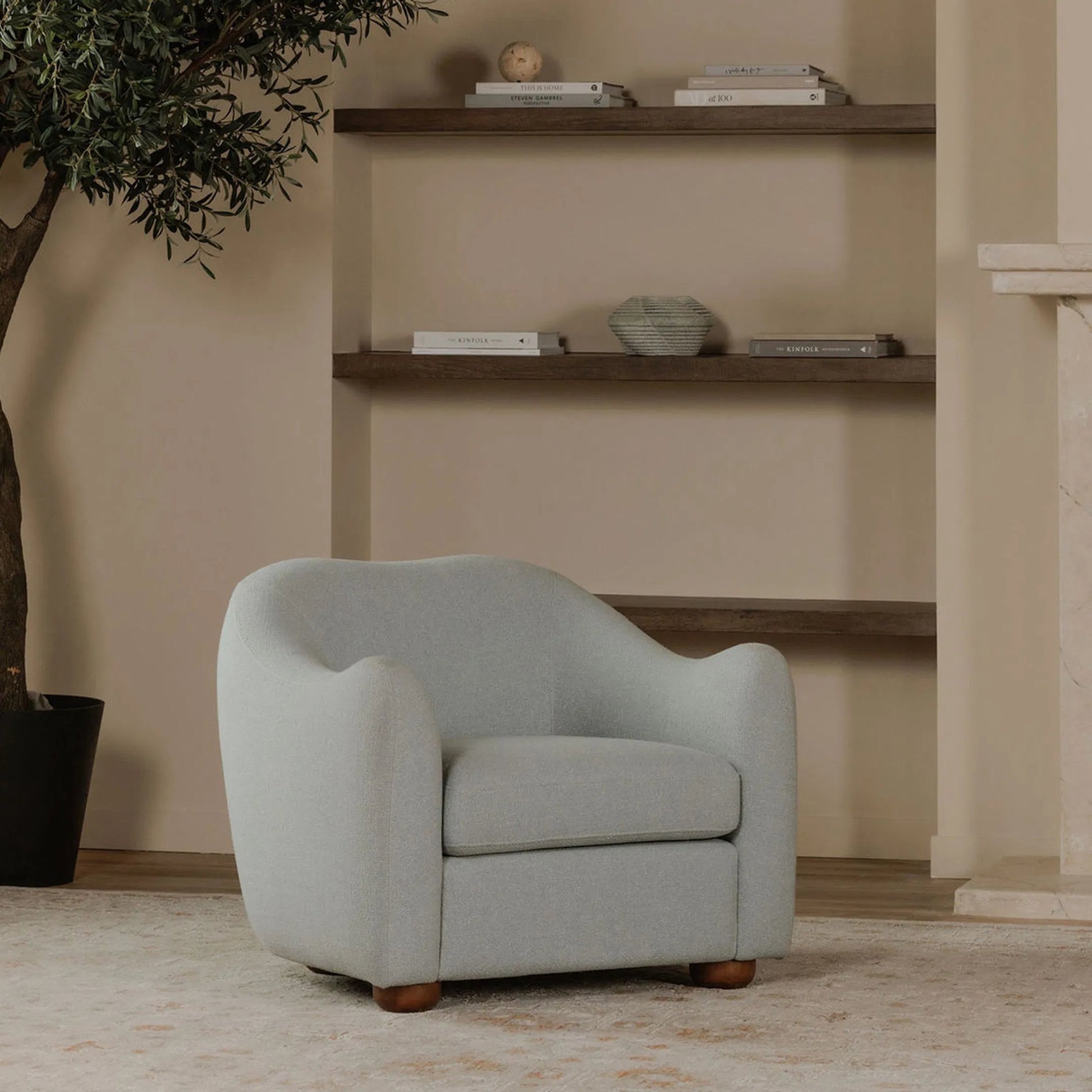 Bria Accent Chair by Moe's Home Collection. Made from upholstery: 100% polyester, solid rubber wood leg, solid beech, plywood frame, foam, fiber seat in a transitional style.