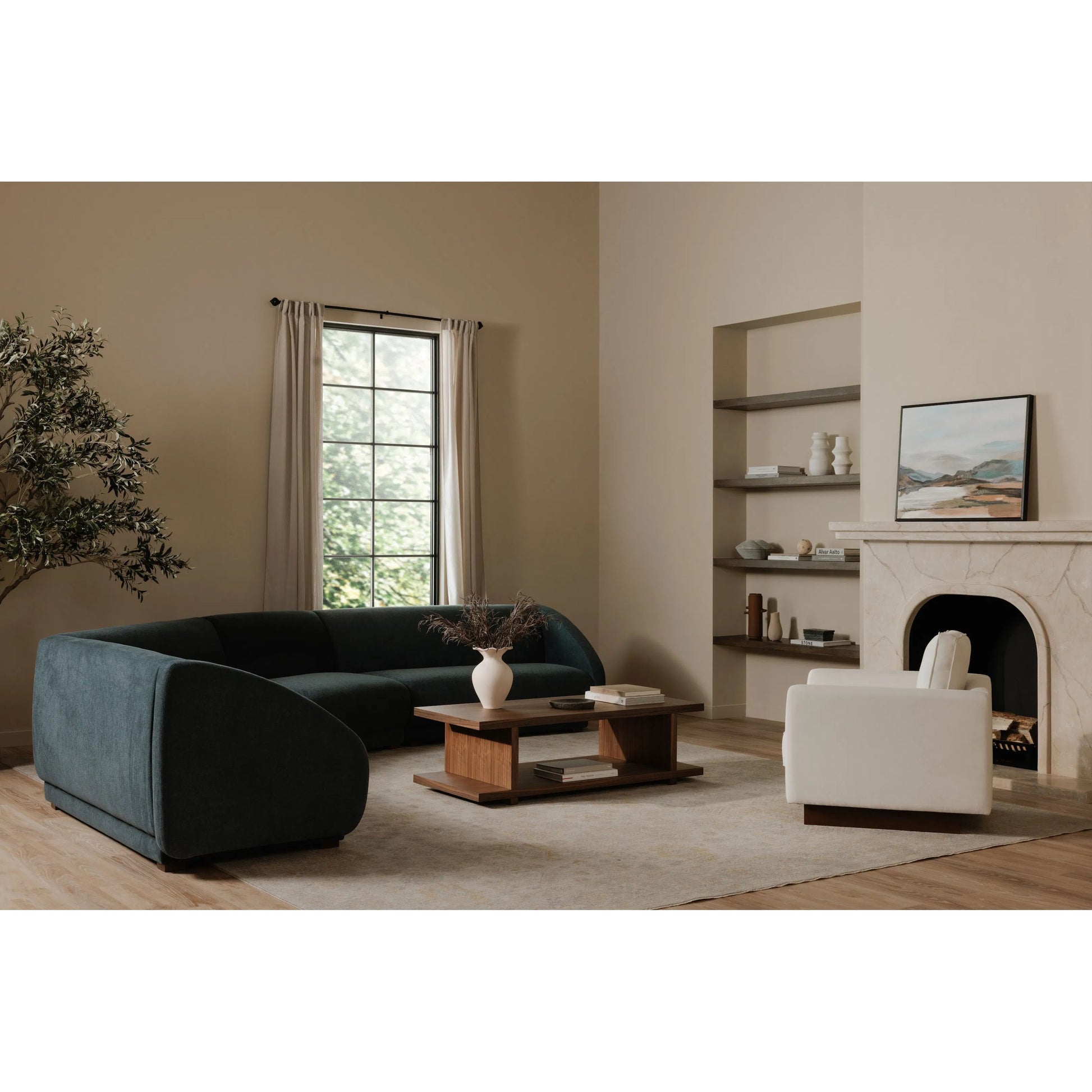Vernon Accent Chair by Moe's Home Collection. Made from upholstery: 100% polyester, walnut tone veneer base, solid beech, plywood frame, foam, fiber seat in a unique style.