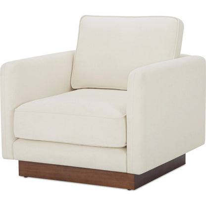 Vernon Accent Chair by Moe's Home Collection. Made from upholstery: 100% polyester, walnut tone veneer base, solid beech, plywood frame, foam, fiber seat in a unique style.