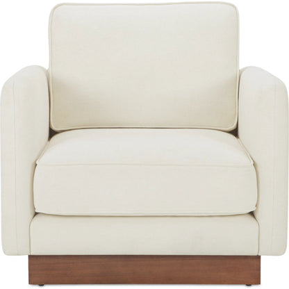 Vernon Accent Chair by Moe's Home Collection. Made from upholstery: 100% polyester, walnut tone veneer base, solid beech, plywood frame, foam, fiber seat in a unique style.