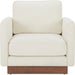 Vernon Accent Chair by Moe's Home Collection. Made from upholstery: 100% polyester, walnut tone veneer base, solid beech, plywood frame, foam, fiber seat in a unique style.