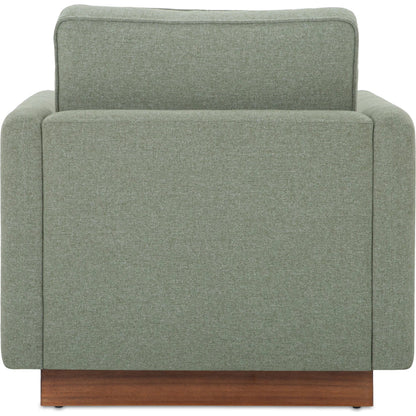 Vernon Accent Chair by Moe's Home Collection. Made from upholstery: 100% polyester, walnut tone veneer base, solid beech, plywood frame, foam, fiber seat in a unique style.