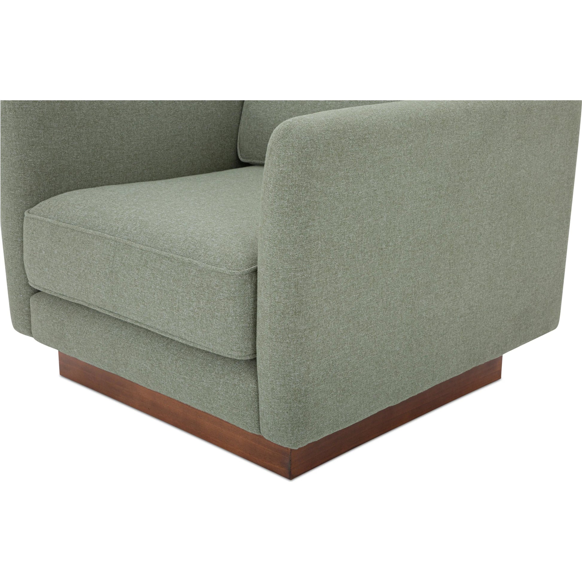 Vernon Accent Chair by Moe's Home Collection. Made from upholstery: 100% polyester, walnut tone veneer base, solid beech, plywood frame, foam, fiber seat in a unique style.