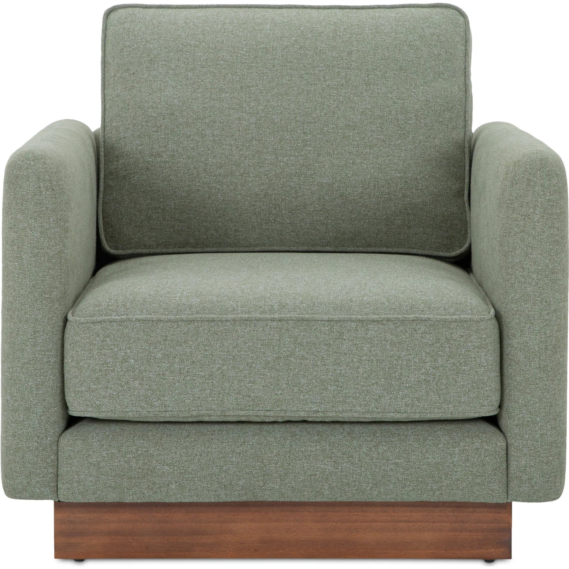Vernon Accent Chair by Moe's Home Collection. Made from upholstery: 100% polyester, walnut tone veneer base, solid beech, plywood frame, foam, fiber seat in a unique style.