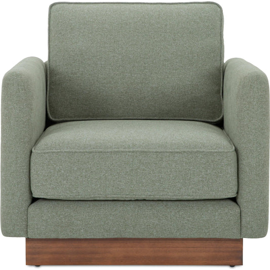 Vernon Accent Chair by Moe's Home Collection. Made from upholstery: 100% polyester, walnut tone veneer base, solid beech, plywood frame, foam, fiber seat in a unique style.