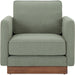 Vernon Accent Chair by Moe's Home Collection. Made from upholstery: 100% polyester, walnut tone veneer base, solid beech, plywood frame, foam, fiber seat in a unique style.